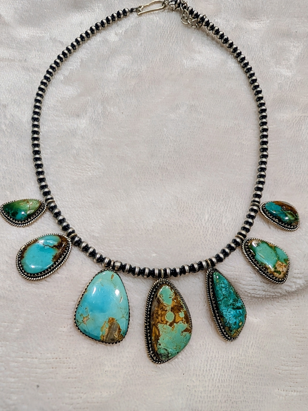 Turquoise Statement Necklace - Blue-Green Teardrop Pendant Collar